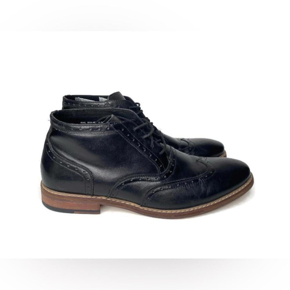 Stacy Adams Black Leather Wingtip Ankle Boots 10.5